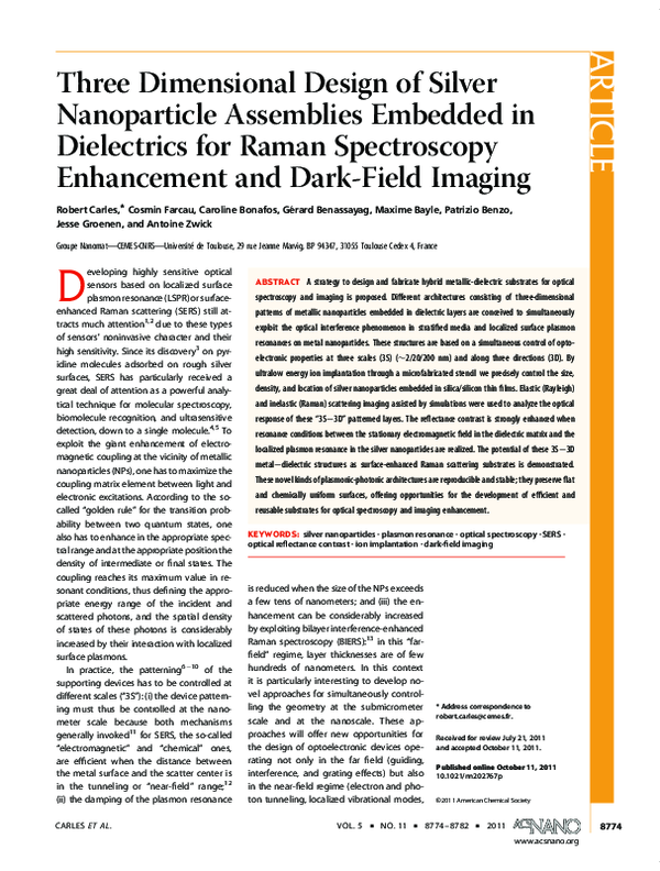 (PDF) Three Dimensional Design of Silver Nanoparticle Assemblies ...