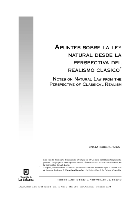 Notes on Natural Law from the Perspective of Classical Realism