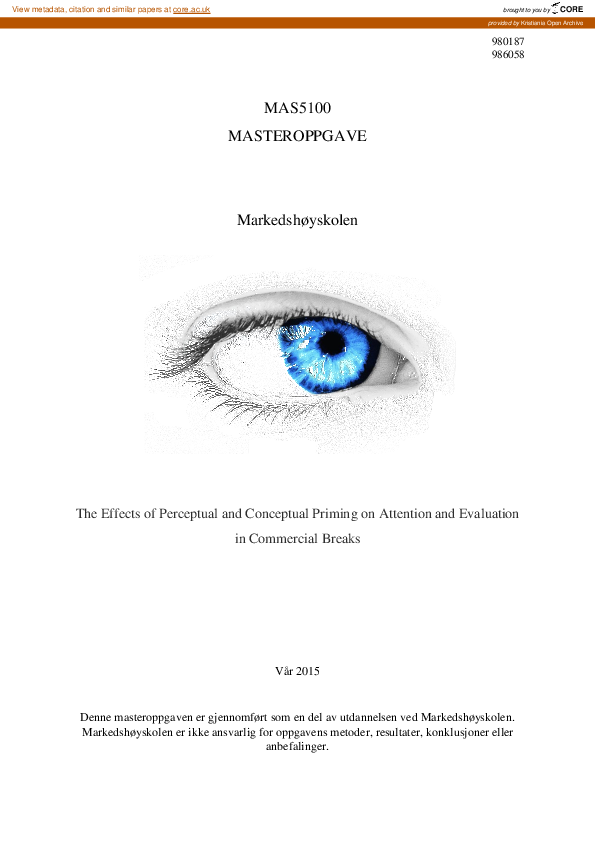 (PDF) The Effects of Perceptual and Conceptual Priming on Attention and ...