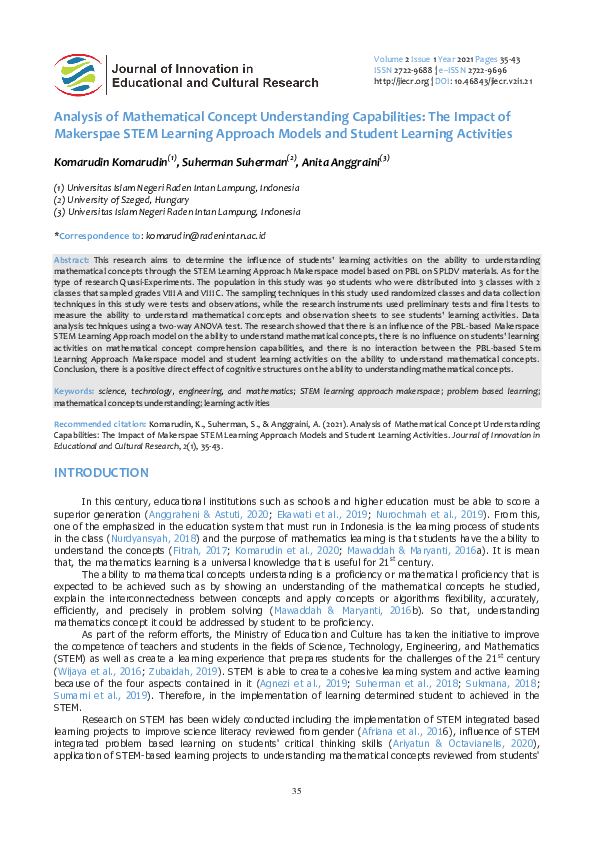 (PDF) Analysis of Mathematical Concept Understanding Capabilities: The ...