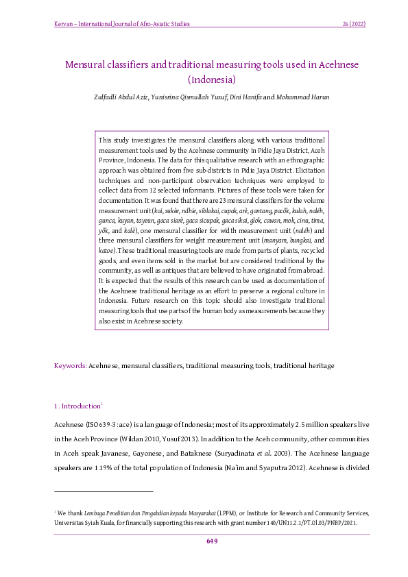 (PDF) Mensural classifiers and traditional measuring tools used in ...