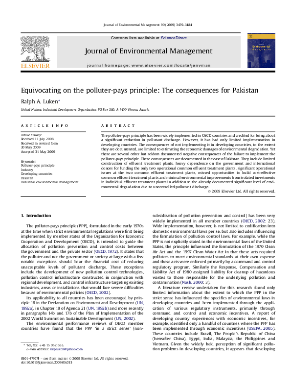 (PDF) Equivocating on the polluter-pays principle: The consequences for ...