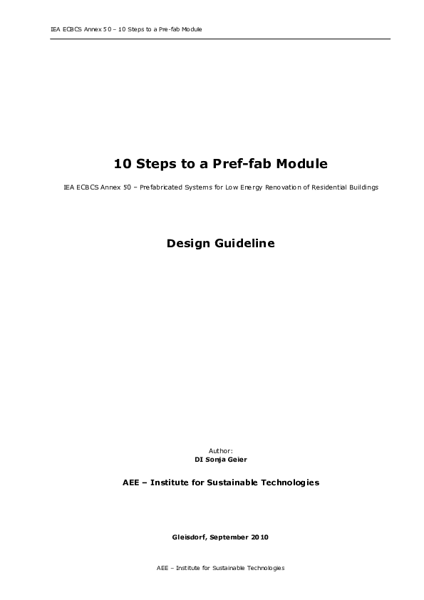 (PDF) Steps to a Pref-fab Module