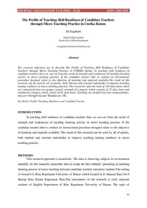 (PDF) The Profile of Teaching Skill Readiness of Candidate Teachers ...