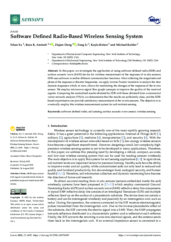 (PDF) Software Defined Radio-Based Wireless Sensing System