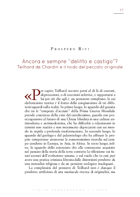 Ancora e sempre delitto e castigo... su Italia Francescana