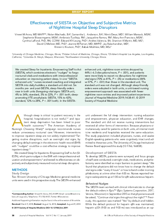 (PDF) Effectiveness of SIESTA on Objective and Subjective Metrics of ...