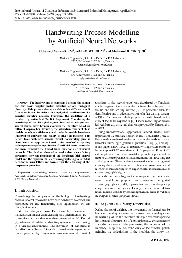(PDF) Handwriting process modelling by artificial neural networks