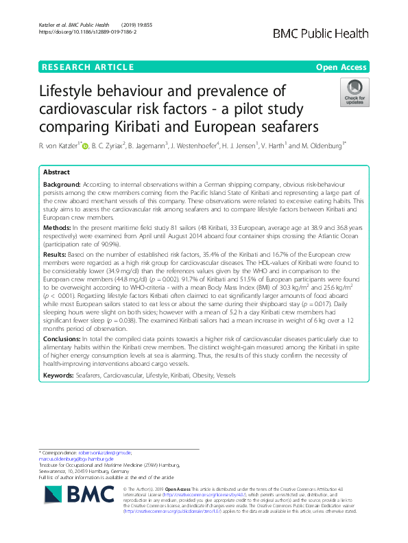 (PDF) Lifestyle behaviour and prevalence of cardiovascular risk factors ...