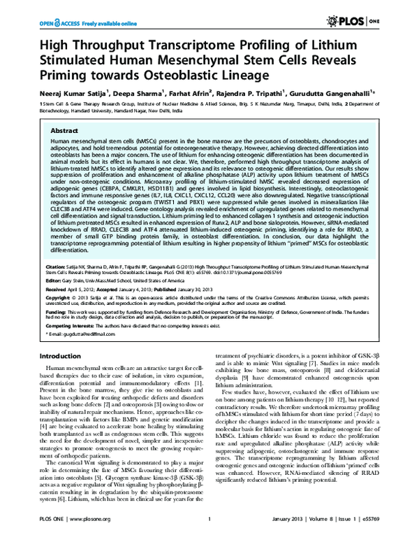 (PDF) High Throughput Transcriptome Profiling of Lithium Stimulated ...
