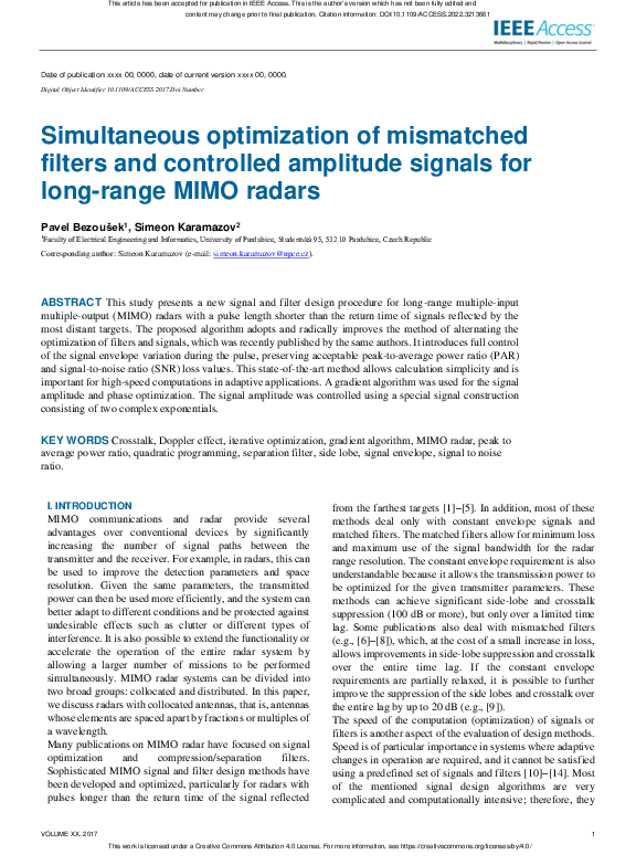 (PDF) Simultaneous optimization of mismatched filters and controlled ...