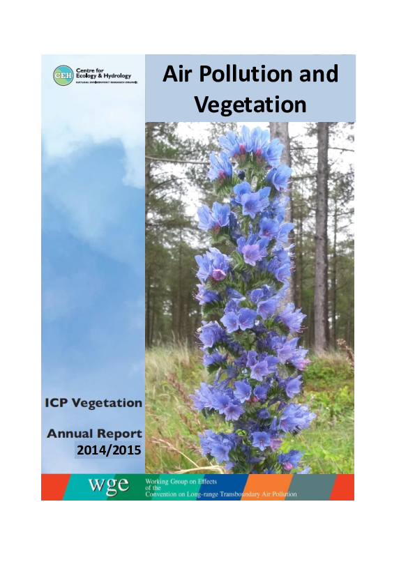 (PDF) Air Pollution and Vegetation Icp Vegetation, Annual Report 2014/2015