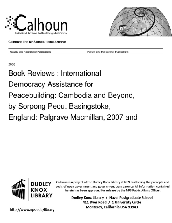 PDF) International Democracy Assistance for Peacebuilding