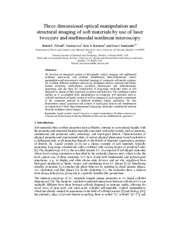 (PDF) Three dimensional optical manipulation and structural imaging of ...