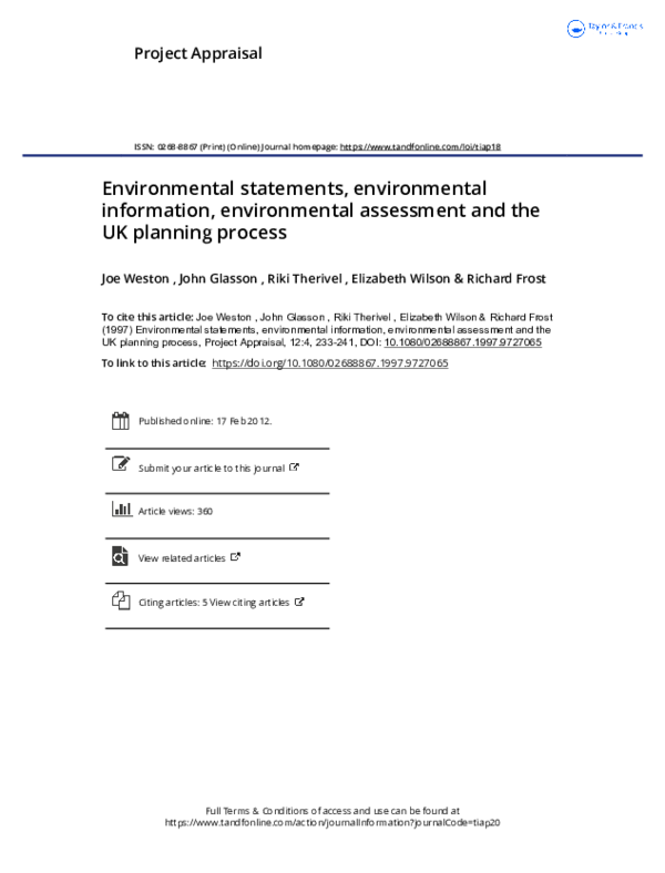 (PDF) Environmental statements, environmental information ...