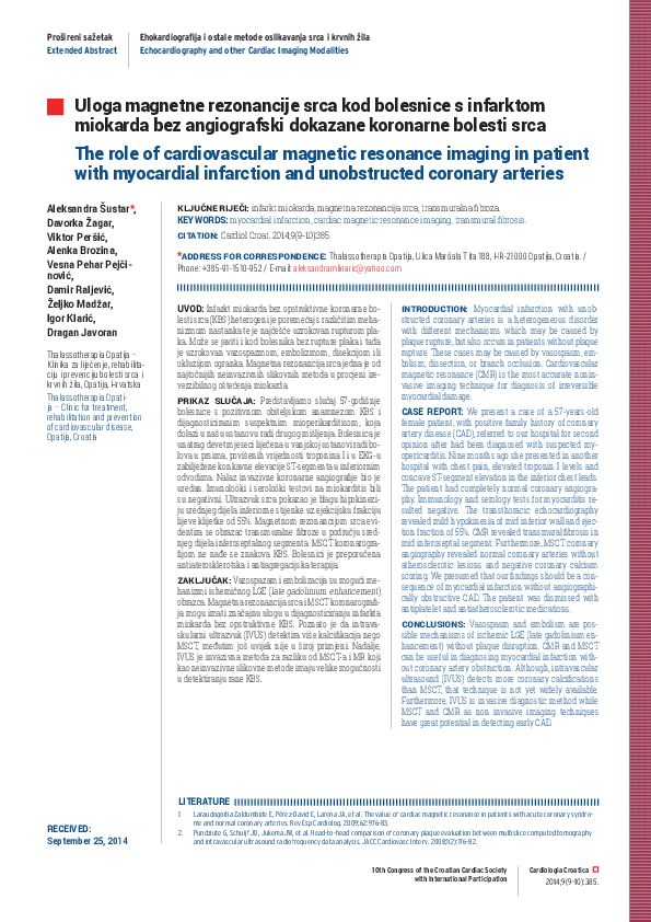 (PDF) The role of cardiovascular magnetic resonance imaging in patient ...