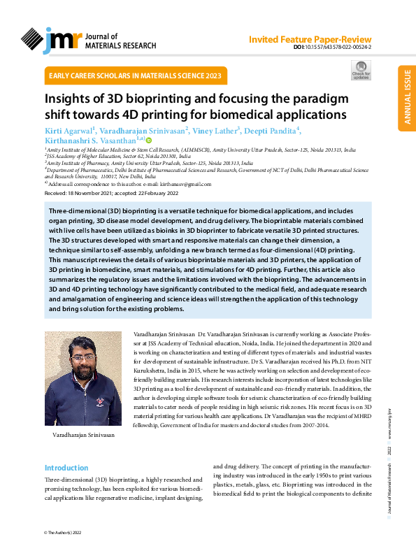 (PDF) Insights of 3D bioprinting and focusing the paradigm shift ...