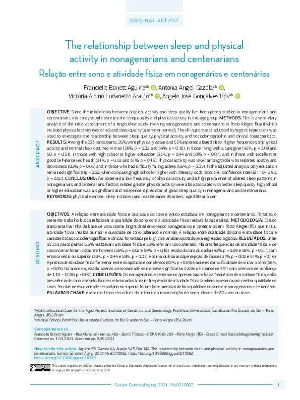 (PDF) The relationship between sleep and physical activity in ...