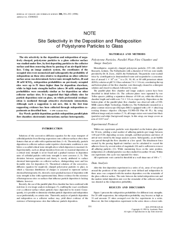 (PDF) Site Selectivity in the Deposition and Redeposition of ...