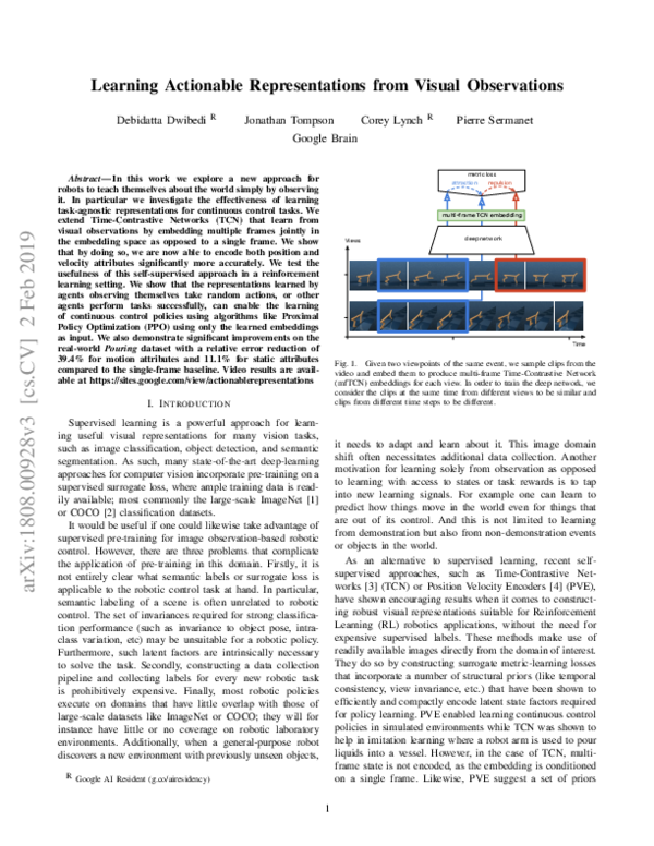 (PDF) Learning Actionable Representations from Visual Observations