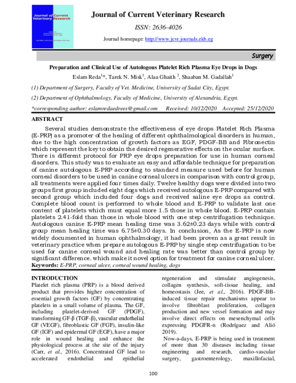 (PDF) Preparation and Clinical Use of Autologous Platelet Rich Plasma ...