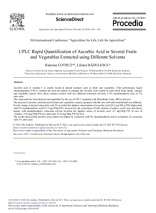 (PDF) UPLC Rapid Quantification of Ascorbic Acid in Several Fruits and ...