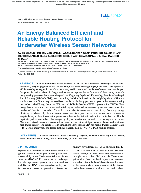 (PDF) An Energy Balanced Efficient and Reliable Routing Protocol For ...