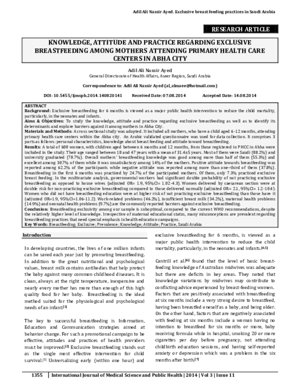 (PDF) Knowledge, attitude and practice regarding exclusive ...