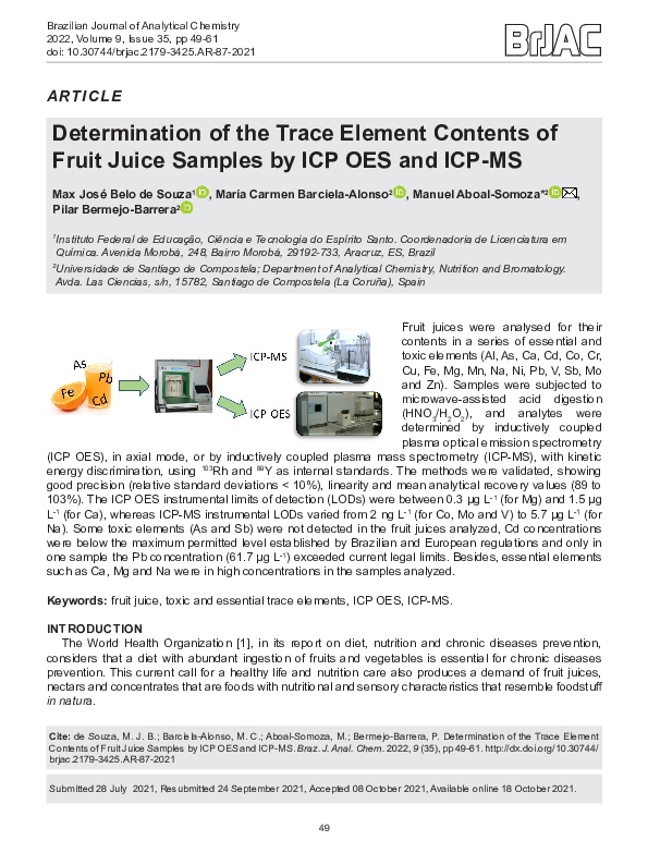 (PDF) Determination of the Trace Element Contents of Fruit Juice ...
