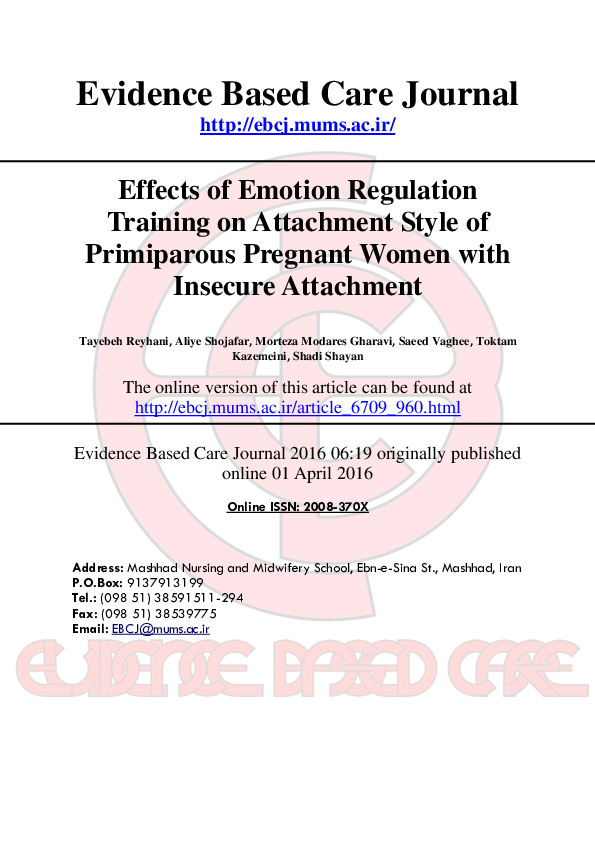 (PDF) Effects of Emotion Regulation Training on Attachment Style of ...