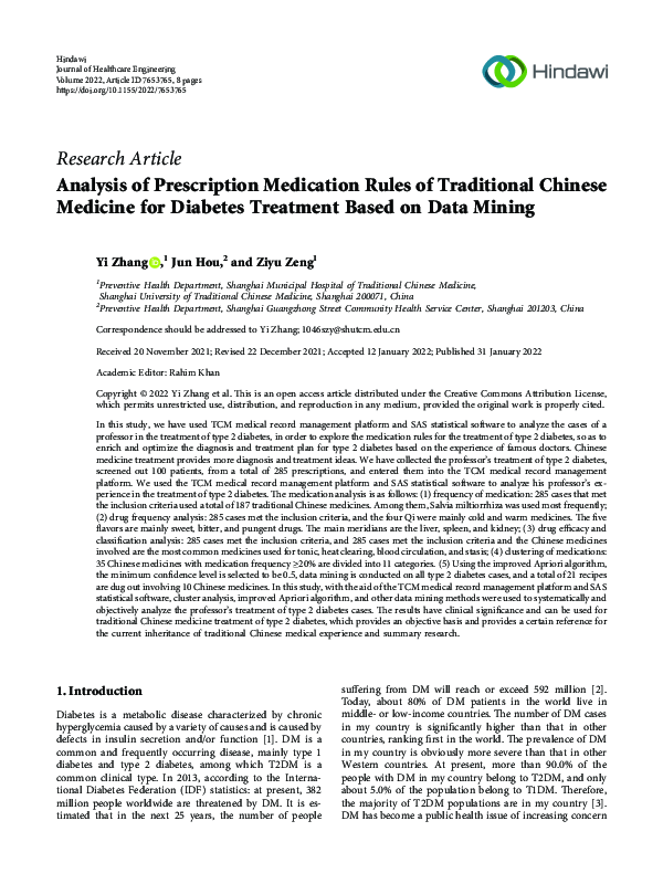 (PDF) Analysis of Prescription Medication Rules of Traditional Chinese ...