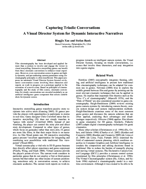 (PDF) Capturing Triadic Conversations — A Visual Director System for ...
