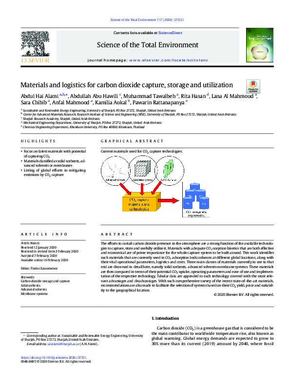 (PDF) Materials and logistics for carbon dioxide capture, storage and ...