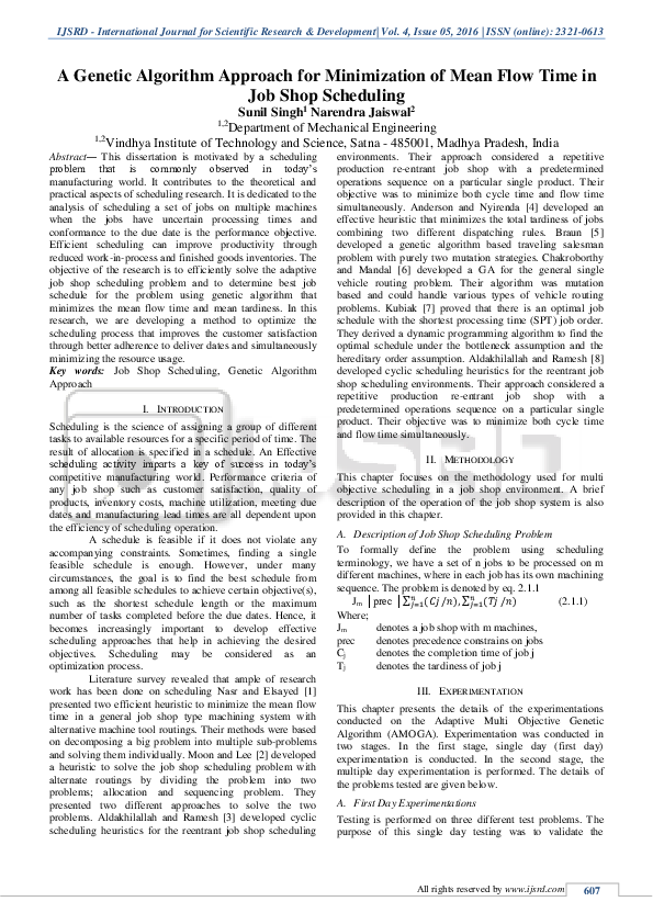 (PDF) A Genetic Algorithm Approach for Minimization of Mean Flow Time ...