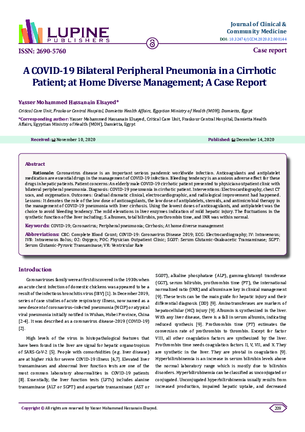 (PDF) A COVID-19 Bilateral Peripheral Pneumonia in a CirrhoticPatient ...