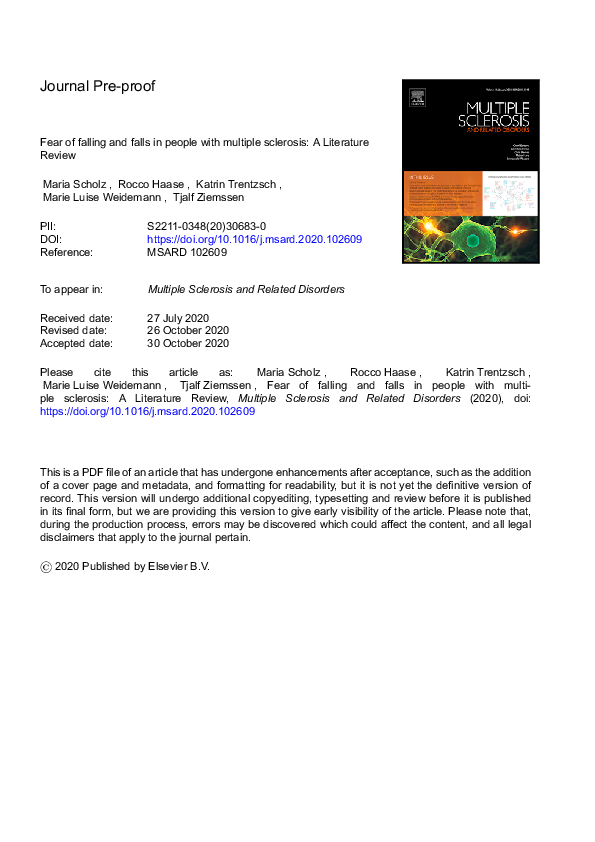 (PDF) Fear of falling and falls in people with multiple sclerosis: A ...