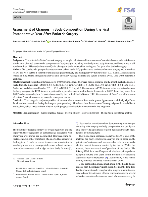 (PDF) Assessment of Changes in Body Composition During the First ...