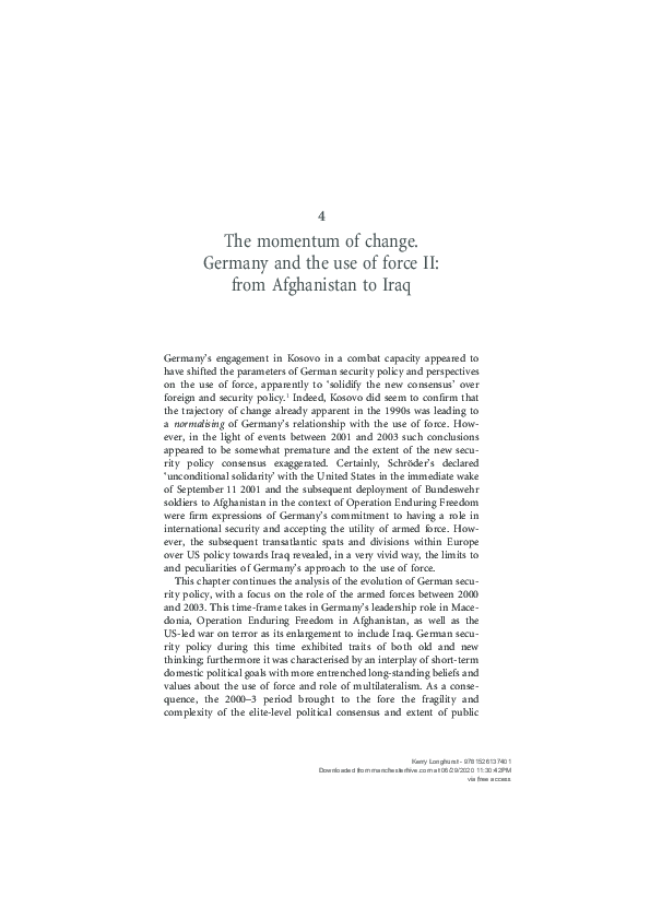 (PDF) The momentum of change. Germany and the use of force II