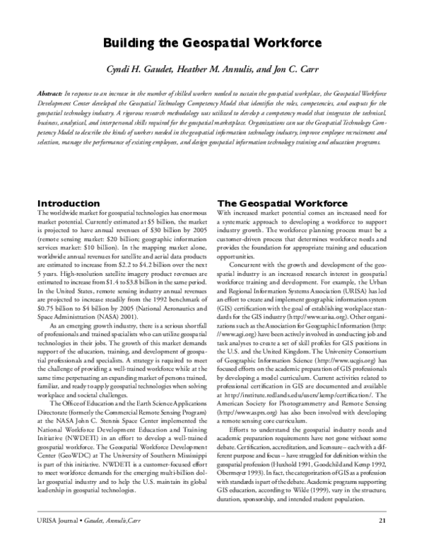 (PDF) Building the geospatial workforce