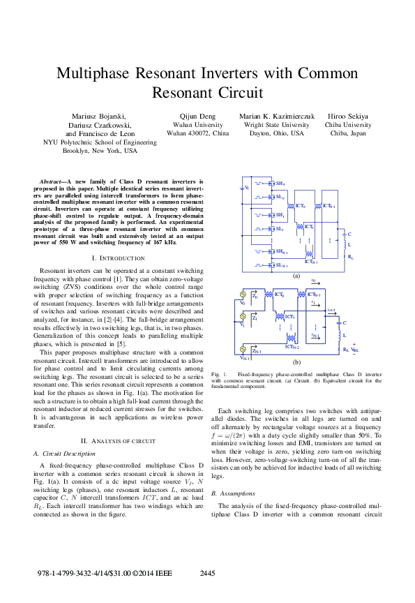 (PDF) Multiphase resonant inverters with common resonant circuit