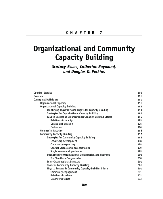 (PDF) Organizational and Community Capacity Building