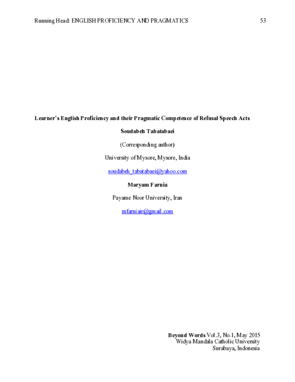 (PDF) Learner’s English Proficiency and their Pragmatic Competence of ...