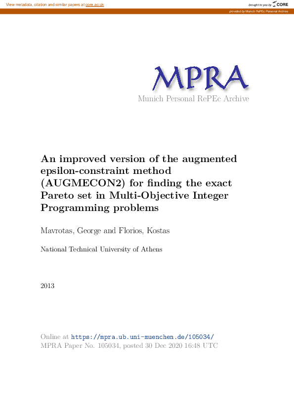 (PDF) An improved version of the augmented epsilon-constraint method ...