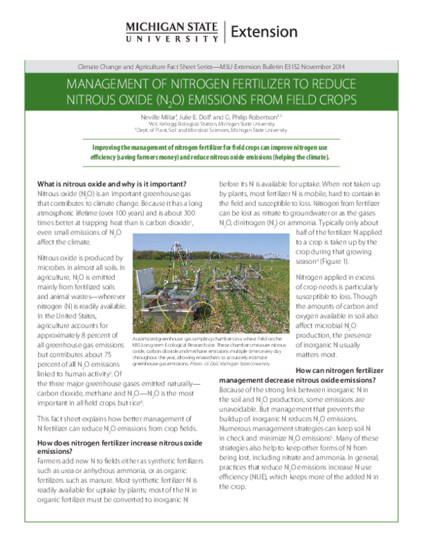 (PDF) Management of Nitrogen Fertilizer to Reduce Nitrous Oxide (N2 O ...