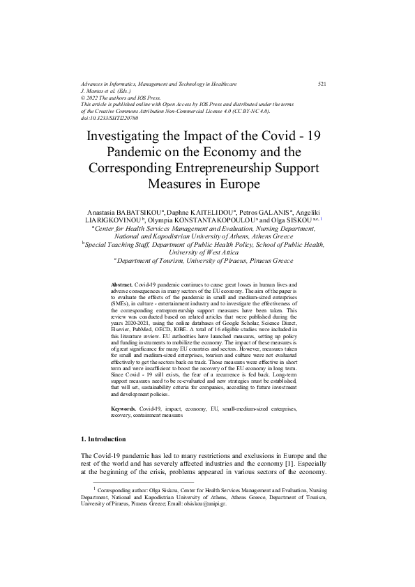 (PDF) Investigating the Impact of the Covid-19 Pandemic on the Economy ...