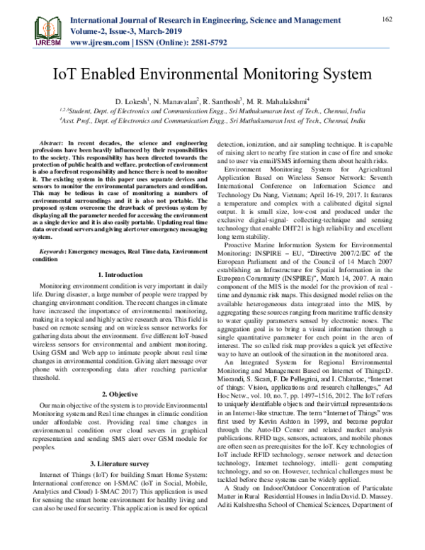 (PDF) IoT Enabled Environmental Monitoring System