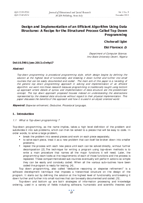 (PDF) Design and Implementation of an Efficient Algorithm Using Data ...