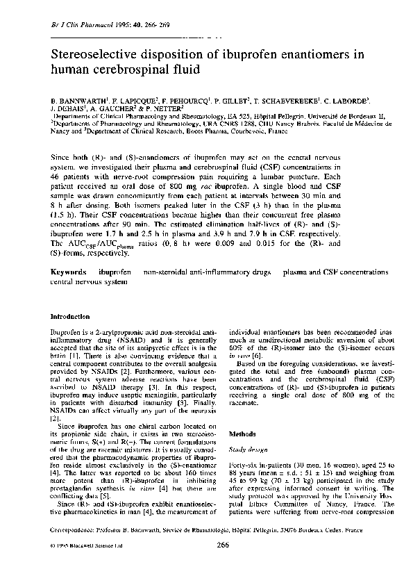 (PDF) Stereoselective disposition of ibuprofen enantiomers in human ...