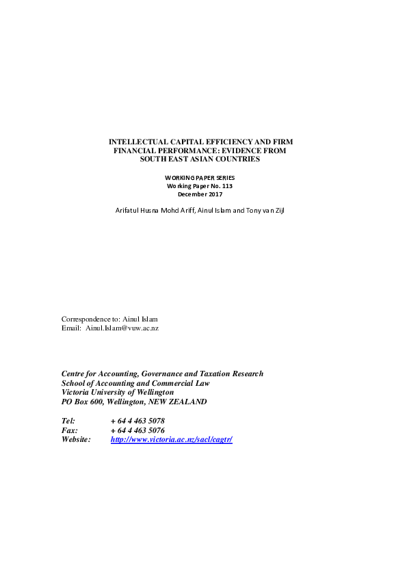 (PDF) Intellectual Capital Efficiency and Firm Financial Performance ...