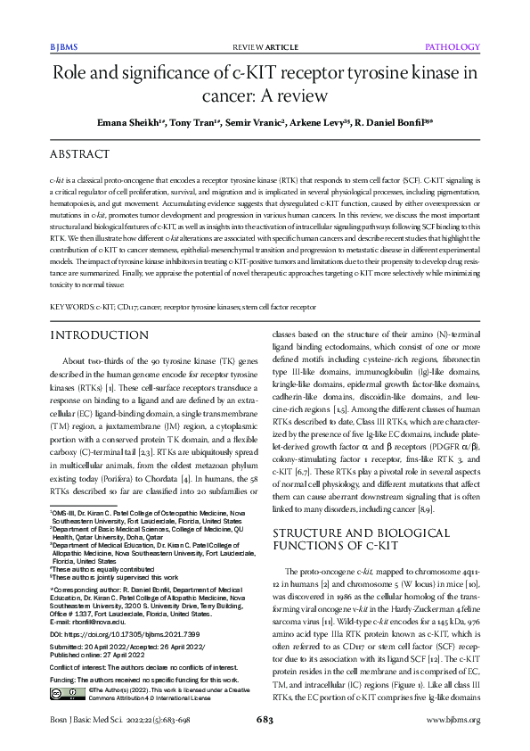 (PDF) Role and Significance of c-KIT Receptor Tyrosine Kinase in Cancer ...